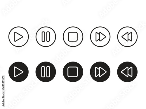 Media Playback Control Icons Set