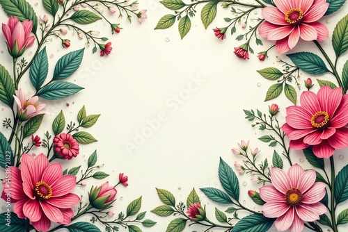 Intricate floral design, delicate botanical elements, endlessly repeating , art, romantic