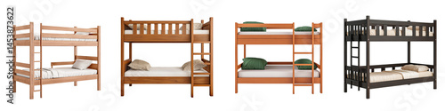 Different styles of bunk beds for home or dormitory