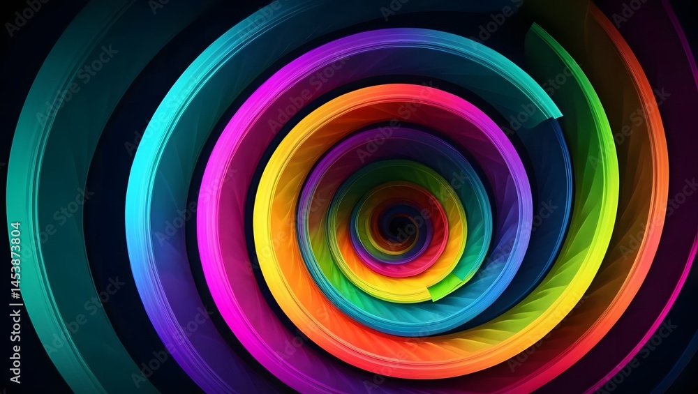 Vibrant Colorful Spiral Abstract Design with Swirling Motion Effects Vibrant Colorful Spiral Abstract Design with Swirling Motion Effects
