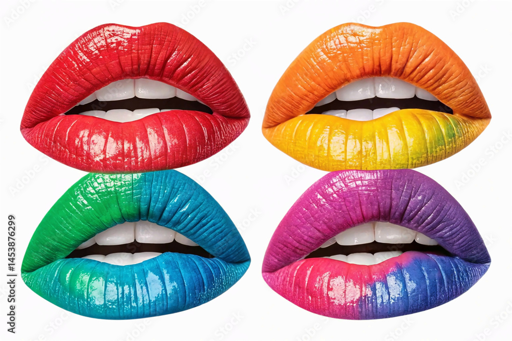 PNG Artistic collage of vibrant lips, element set on transparent background PNG Artistic collage of vibrant lips, element set on transparent background