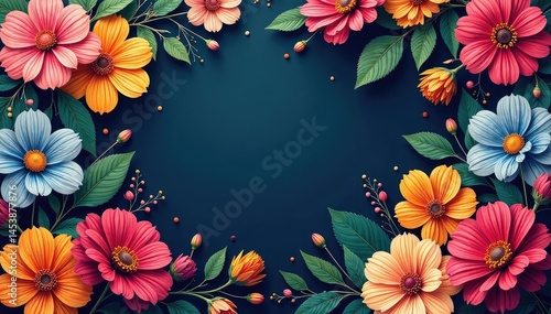 Interlocking floral elements create a visual rhythm, illustration, nature