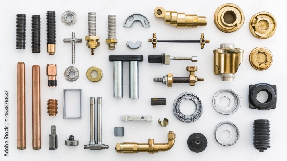 Fototapeta premium Plumbing components arranged neatly, 