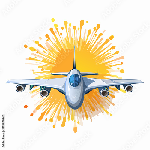 Image of fighter plane with sonic boom on white isolated background generated with AI