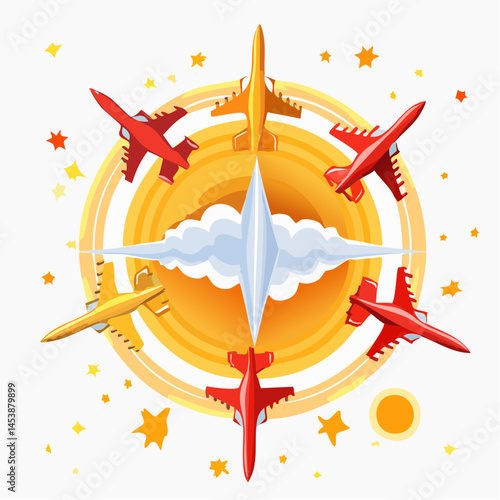 Image of fighter plane with sonic boom on white isolated background generated with AI