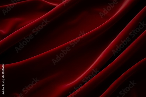 Dark red velvet fabric texture background with smooth folds and elegant drapery