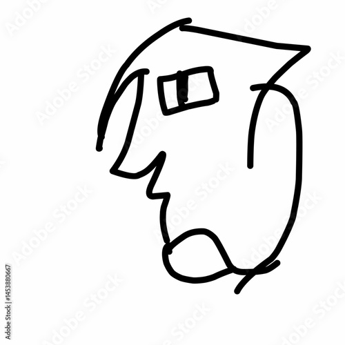 Abstract grunge line minimalist brush face. Abstract face portrait, Modern contemporary art, trendy continuous drawing. Cubism artistic linear portrait.