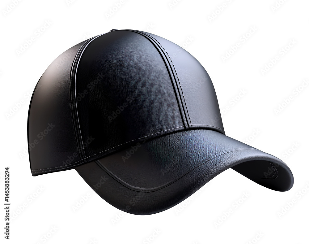 3D Black Baseball Cap Isolated on Transparent Background 3D Black Baseball Cap Isolated on Transparent Background