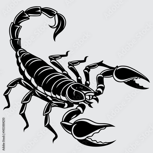 A  scorpion with its tail raised image silhouette design vector art and illustration