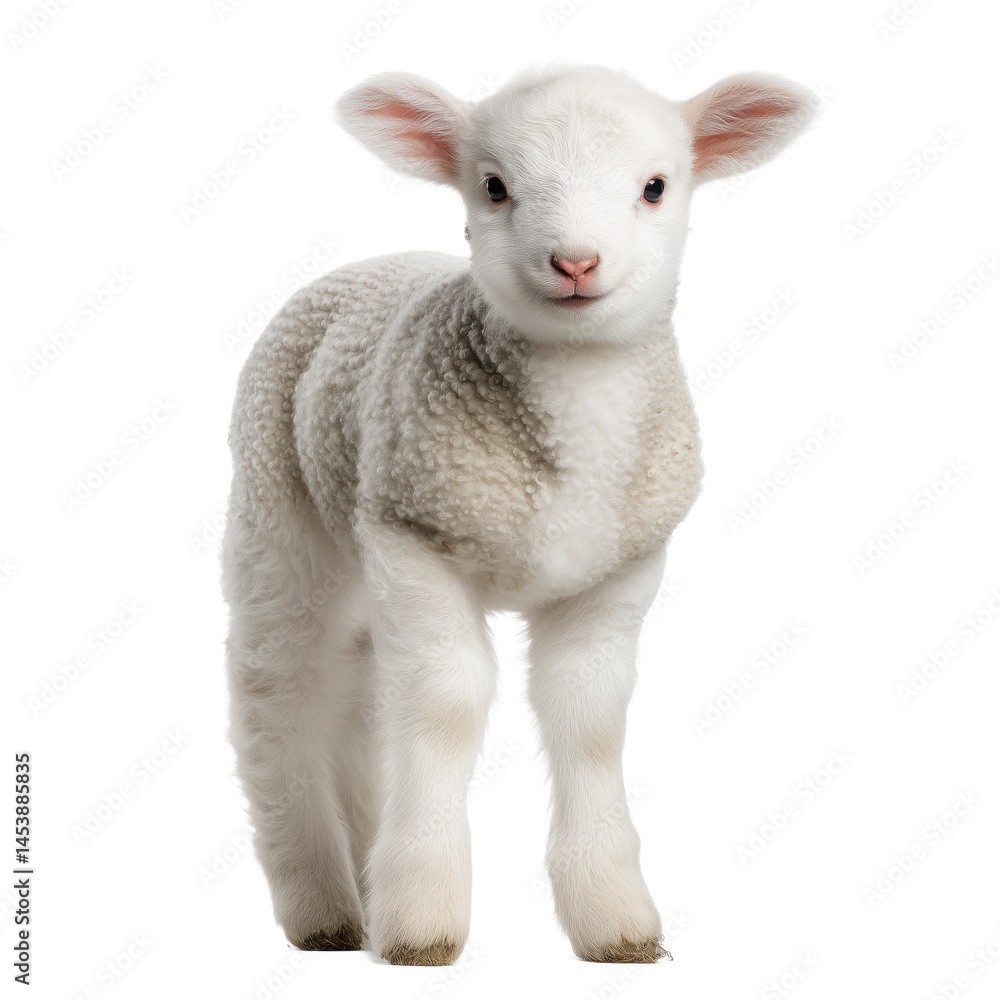 Fototapeta premium Adorable Baby Lamb, a Precious Farm Animal , isolated on white background PNG