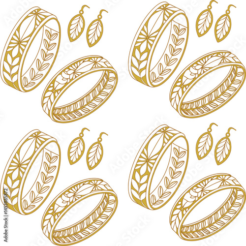 set of gold ears ring and bangles