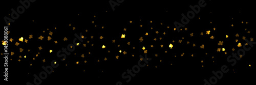 Casino background. Falling golden glowing playing cards on black background. Sparkling hearts, clubs, diamonds and spades on dark. Online gambling concept. VIP abstract vector illustration
