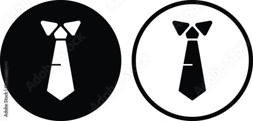 Tie of a businessman icon set.  Business style,  Elegant suit for work party mens accessory. Sewing and repair of clothe. two black and white images of a tie and bow tie