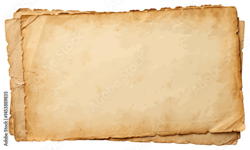 Vintage aged paper sheet with weathered edges realistic texture and old surface for antique style backgrounds overlays scrapbook projects and retro design elements