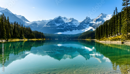 Crystal serenity a majestic mountain reflection