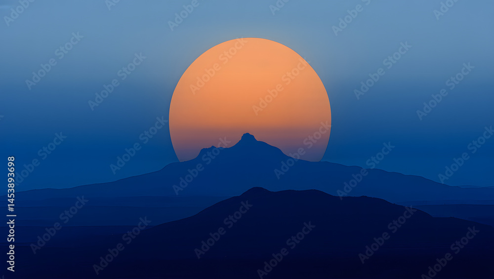 Fototapeta premium Embers of the day sunset behind a mountain range