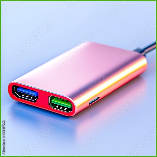 Wallpaper Mural Rectangular adapter with ports on its left, connected to a thick cable Torontodigital.ca