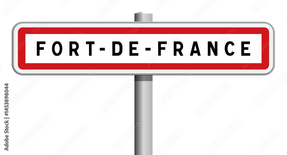 Panneau sur poteau de Fort-de-France, Martinique, Outre-Mer Panneau sur poteau de Fort-de-France, Martinique, Outre-Mer