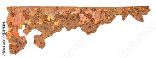 Rusted Grunge Metal Texture with Torn Edges on Transparent Background