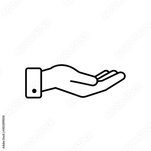 Outstretched hand icon in outline style