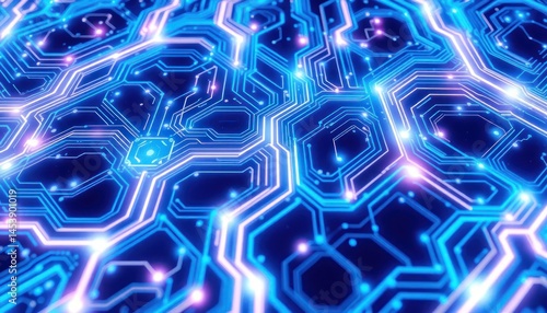 Abstract Glowing Circuit Board Network Digital Technology Background