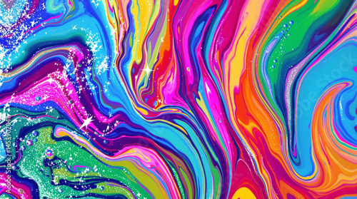 Abstract Color Flow: A vibrant and mesmerizing abstract composition of swirling colors, creating a dynamic and fluid artwork with a captivating blend of hues and textures.