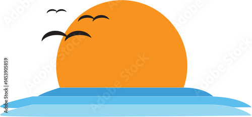 beautiful sunset in the afternoon style vector