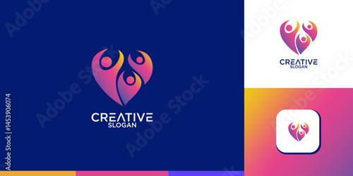 people shaped love logo vector design