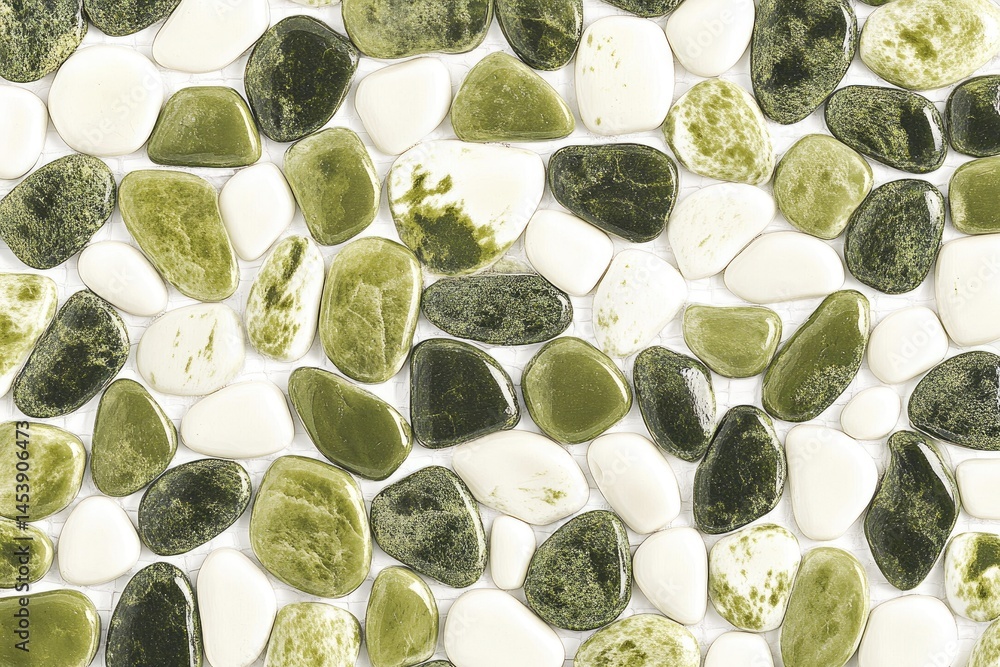 Decorative Pebbles in Green and White Decorative Pebbles in Green and White