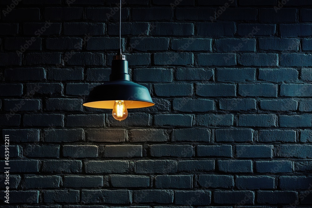 Obraz premium Dark Brick Wall with Pendant Light