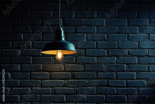 Dark Brick Wall with Pendant Light
