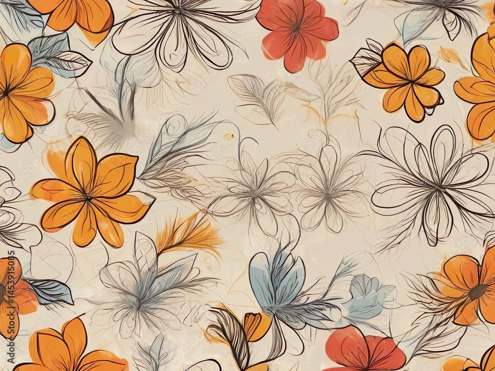 Obraz premium Seamless Floral Pattern Vector