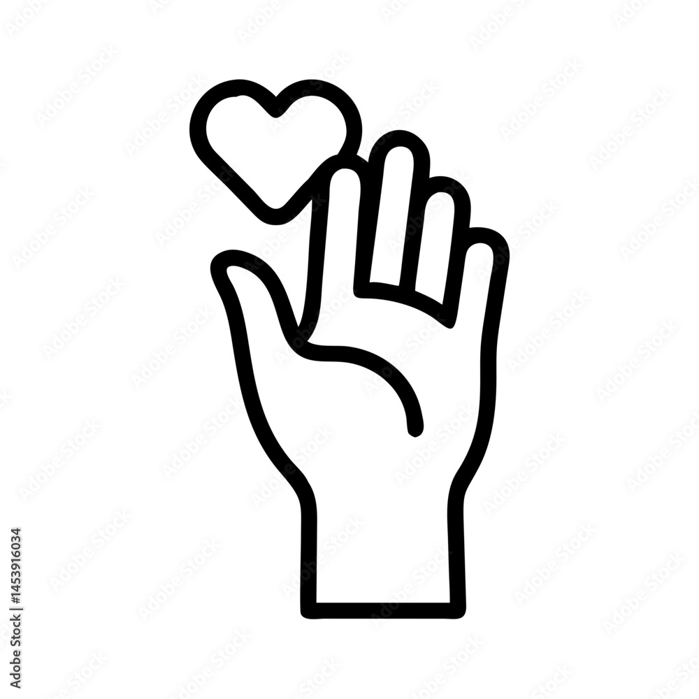 Obraz premium raised hand with heart on transparent background for web and graphic design