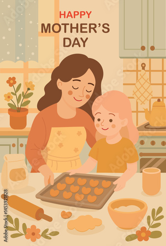 Mother and Daughter Baking Cookies