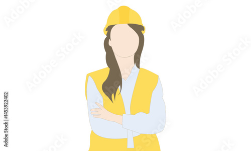 Female Construction Worker with Arms Crossed, Female Engineer in Construction Uniform, Labor Icon