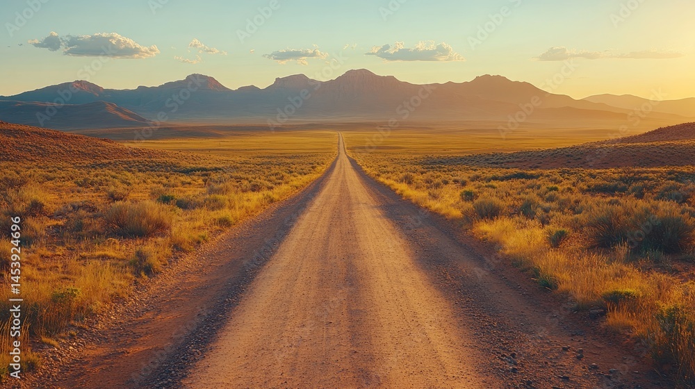 Fototapeta premium Desert road at sunset