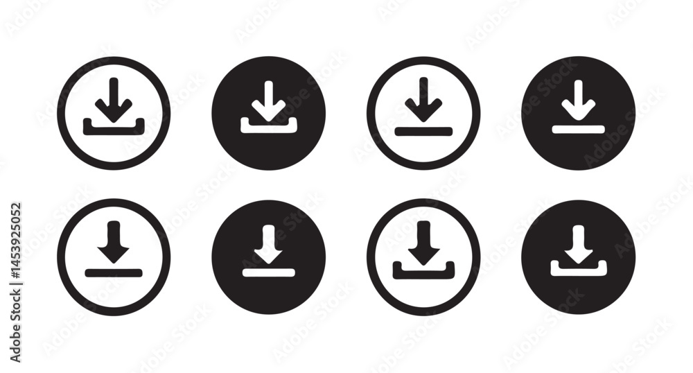 Download and upload icon buttons set. Files download and upload icons symbol in line and flat style on white background. vector illustration eps 10. Download and upload icon buttons set. Files download and upload icons symbol in line and flat style on white background. vector illustration eps 10.
