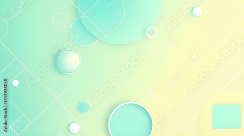 Abstract Aqua and Gold Geometric Fusion - A light and clean abstract background featuring a gentle gradient transitioning from shades of aqua and blue to soft green and yellow.  