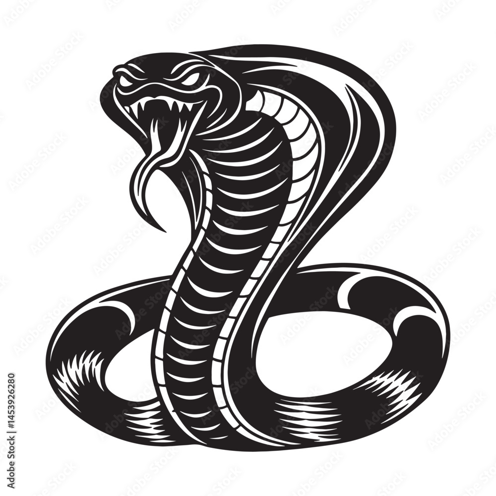 Fototapeta premium Cobra snake vector style silhouette.