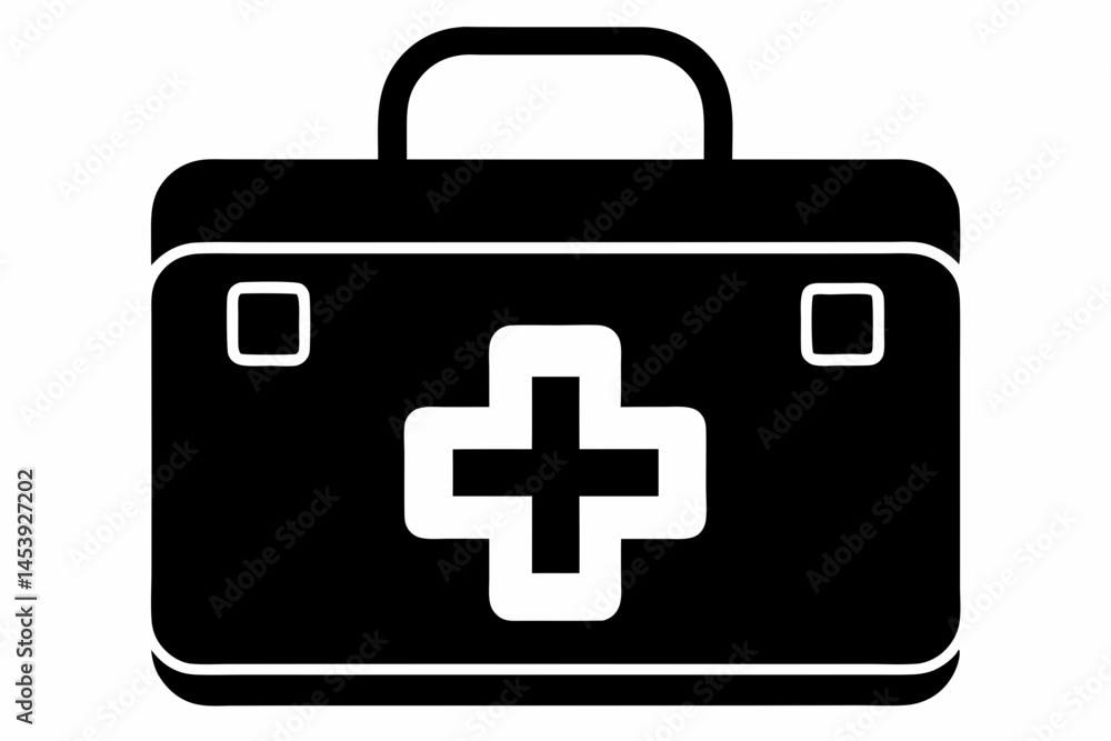 First Aid Box Silhouette Vector Illustration First Aid Box Silhouette Vector Illustration