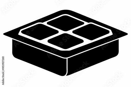 Ice Cube Tray Silhouette Vector Illustration 