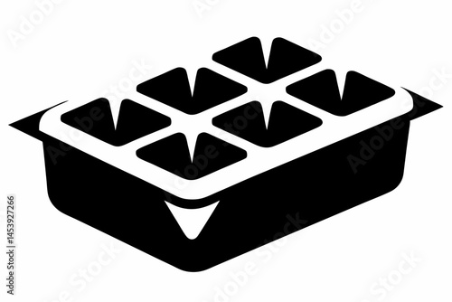 Ice Cube Tray Silhouette Vector Illustration 