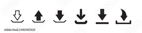 Download and upload icon buttons set. Files download and upload icons symbol in line and flat style on white background. vector illustration eps 10.