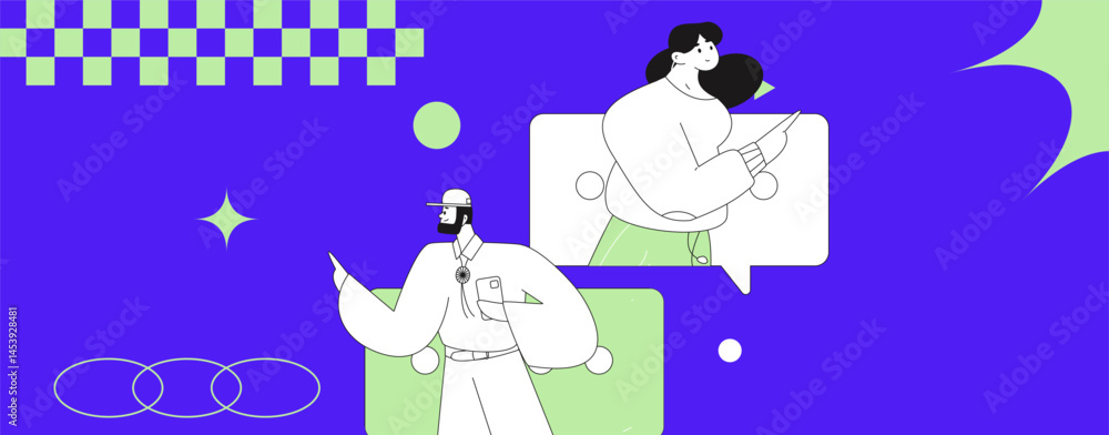 Fototapeta premium Communicate with consultants flat vector character concept operation hand drawn illustration 