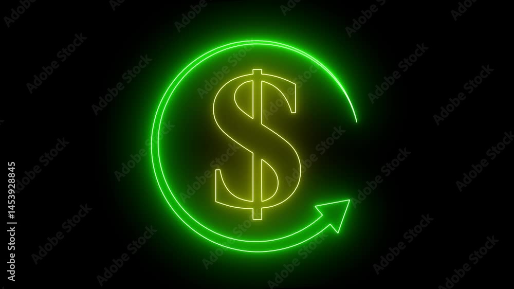 glowing neon Currency Dollar Outline Icon Animation – Finance and Money Symbol on Black Background. 4k animation. glowing neon Currency Dollar Outline Icon Animation – Finance and Money Symbol on Black Background. 4k animation.