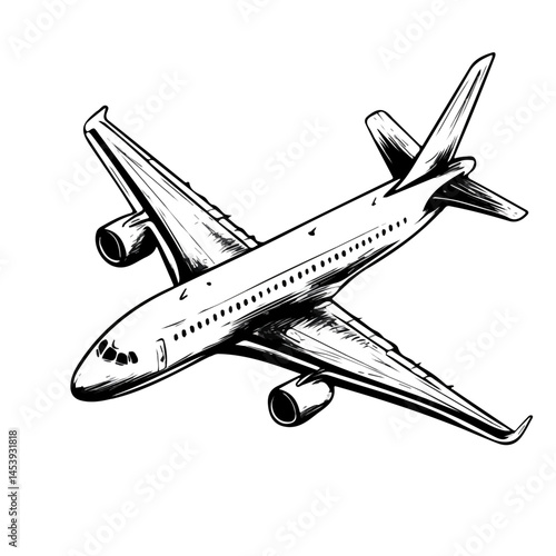 Airplane symbol - black and white design for tattoos, logos and vectors - isolated on white