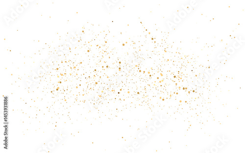 Golden Glitter Confetti Isolated on White Background, Gold glitter. Golden sparkle confetti. Shiny glittering dust.
