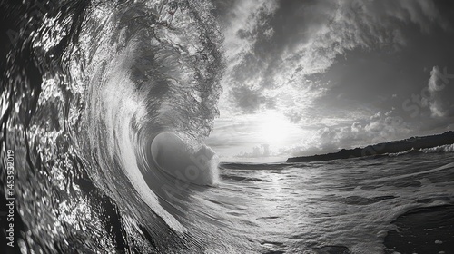 black and white photography of a wave