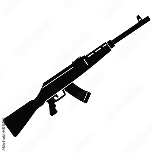 Assault Rifle Icon Black Silhouette Vector Graphic