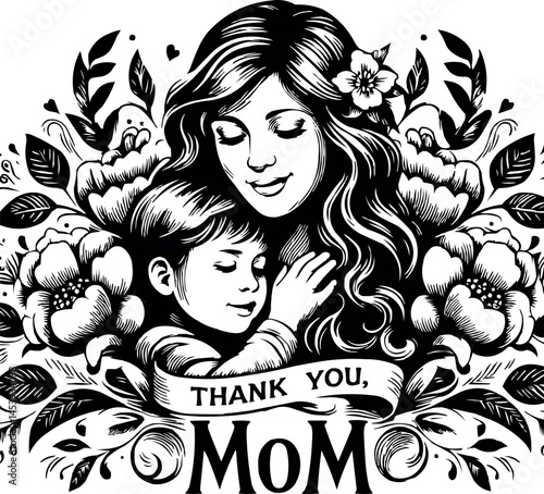 Thank You Mom Illustration for Mother’s Day Love and Appreciation
